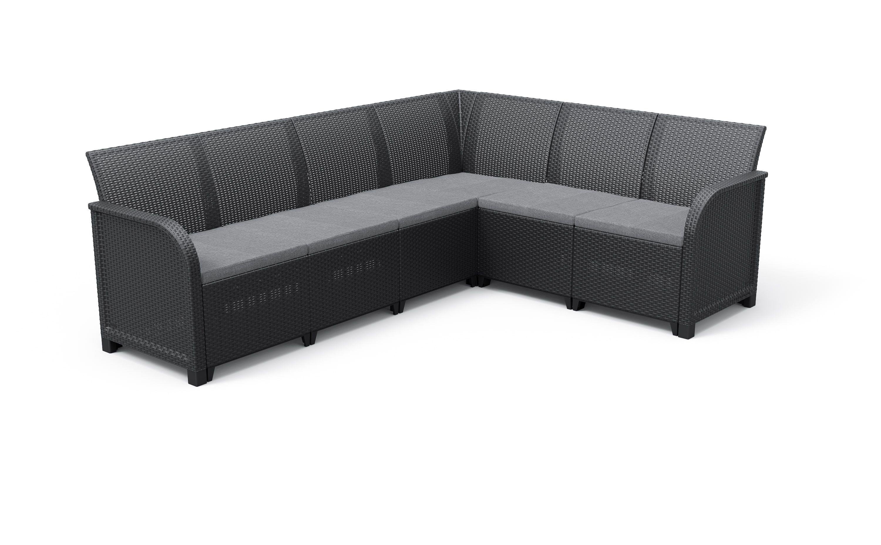 Набір пластикової садових меблів Rosalie 6 Seater Corner With Orlando Big Table Графіт (249584)