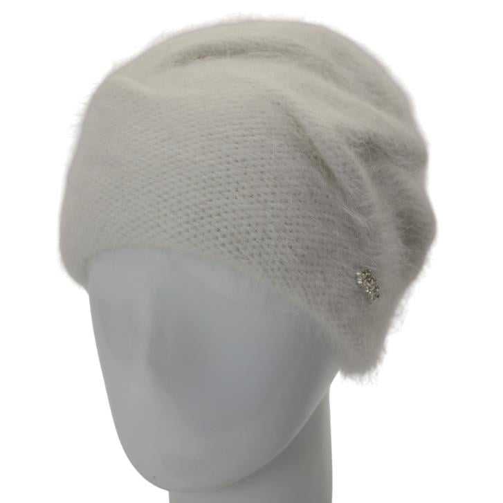 Шапка женская Novita Сюзана ангоровая двойная с аккуратным узором и брошью one size Молочный (247483) - фото 1 Шапка женская Novita Сюзана ангоровая двойная с аккуратным узором и брошью one size Молочный (247483) - фото 1