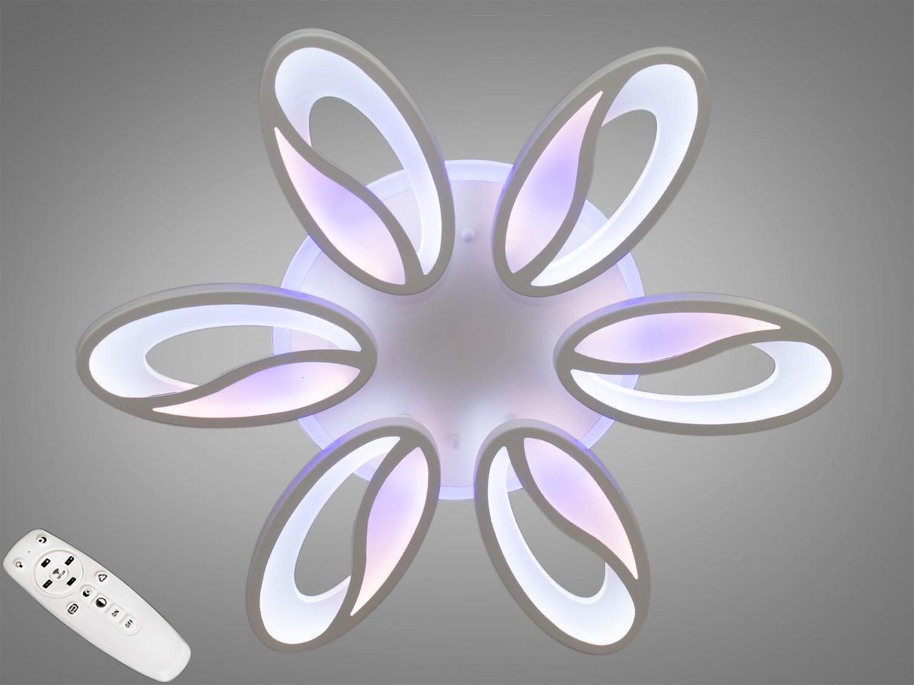 Люстра Led с подсветкой 8090-6WH-LS 105W на 15 м2 Белый (1790706590) - фото 6