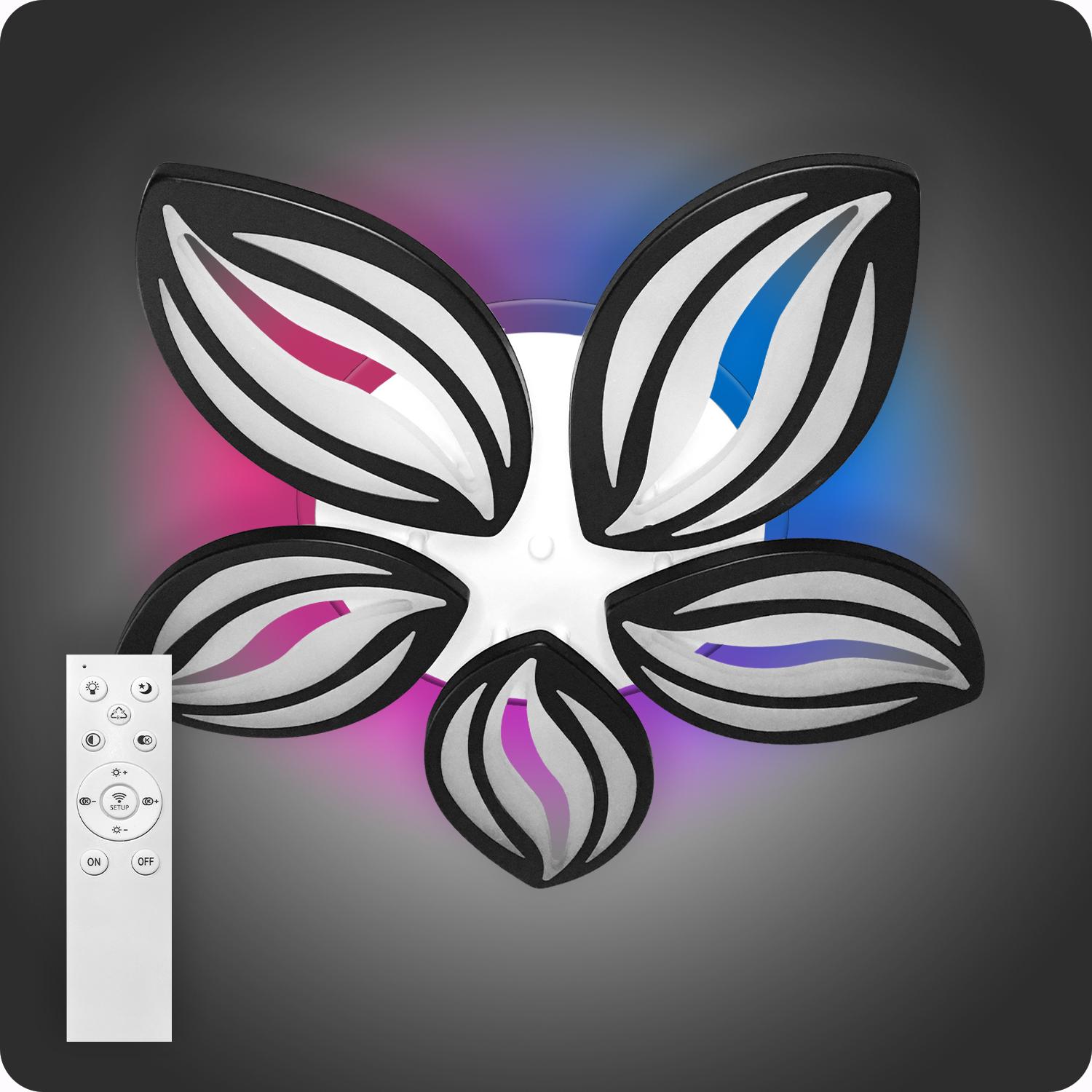 Люстра світлодіодна 517 Light 3color з пультом 120Вт Чорний (01451)