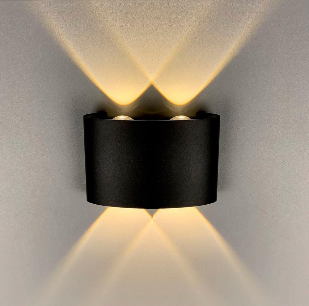 Светильник двухсторонний фасадный на 4 линзы 3000K Черный (9604-4 BK)