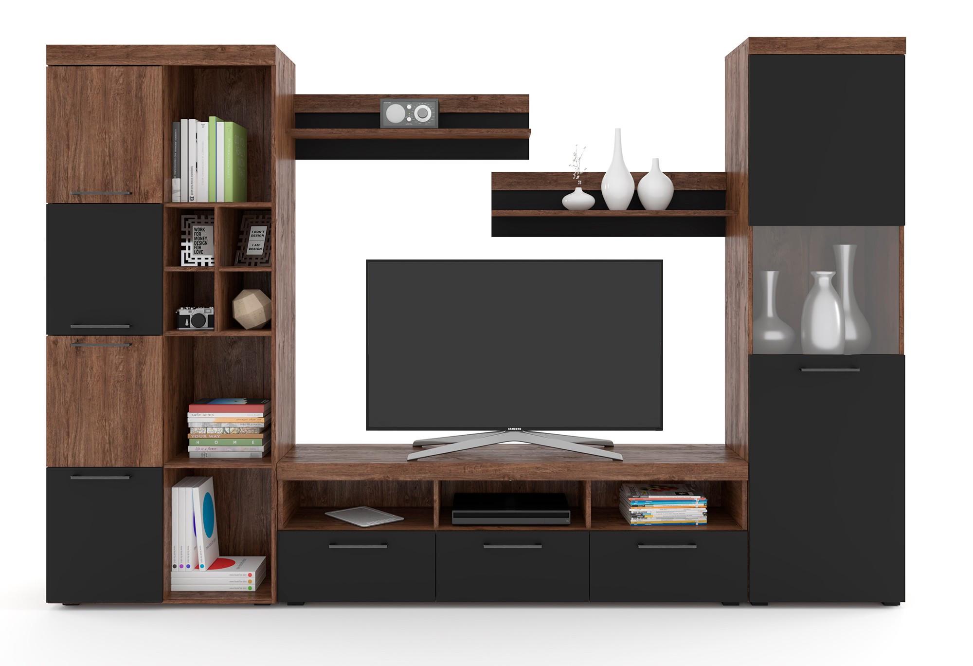 Комплект в гостиную Гербор Блэквуд Стенка 2,7 м Дуб техас/Черный (50380)