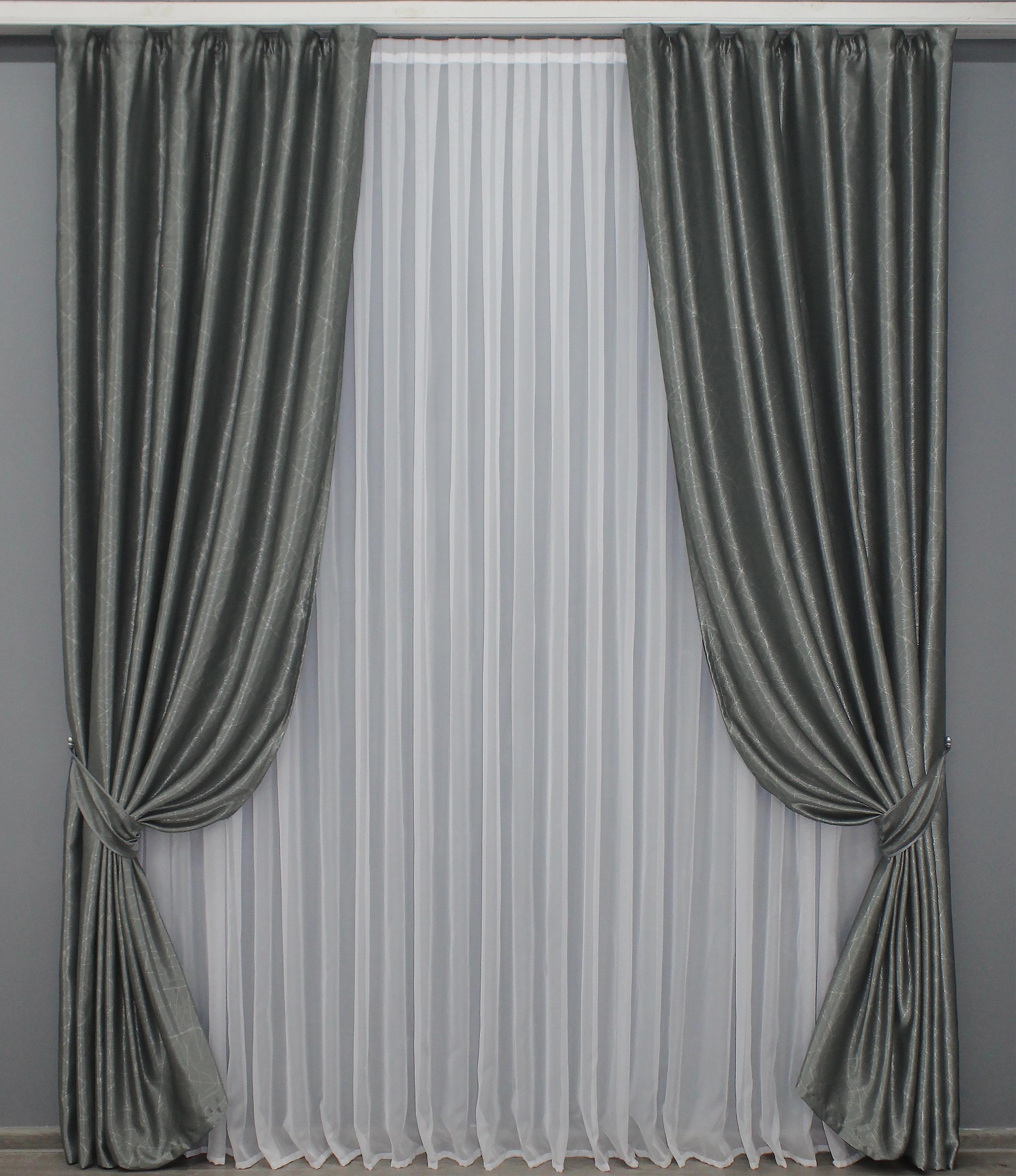 Комплект готовых штор VR-Textil Лен Саванна № 1361ш 150х270 см 2 шт. Серый (33-0218)