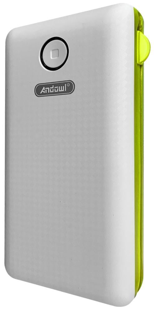 Повербанк AndoWl Q-T70Х1 20000 mah с кабелями Micro USB/Type C/Lightning для роутера/телефона Бело-зеленый (cee836b5)