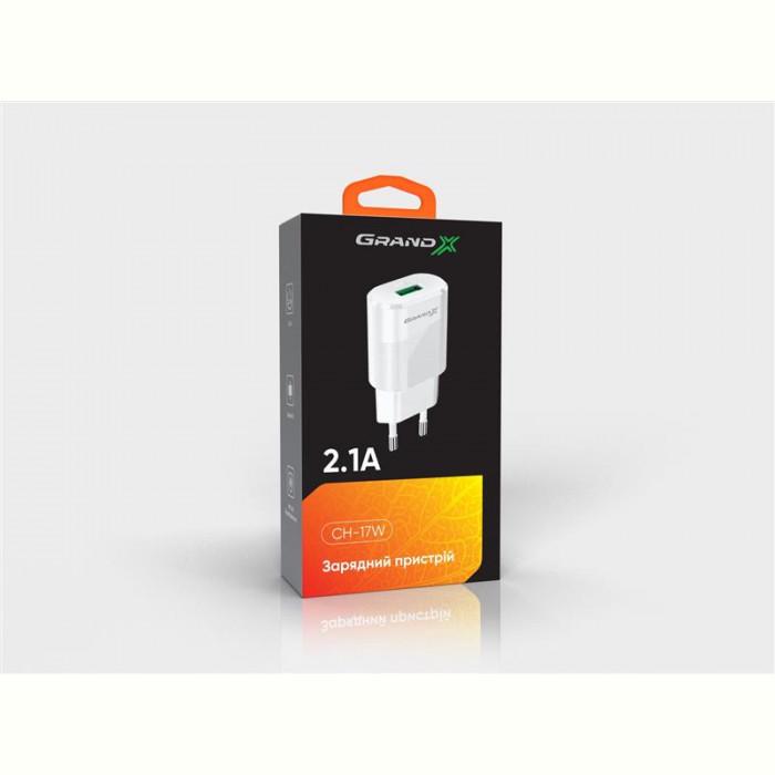Зарядное устройство сетевое Grand-X с защитой от перегрузки с кабелем Lightning 1xUSB 2,1А White (CH-17WL) - фото 4 Зарядное устройство сетевое Grand-X с защитой от перегрузки с кабелем Lightning 1xUSB 2,1А White (CH-17WL) - фото 4
