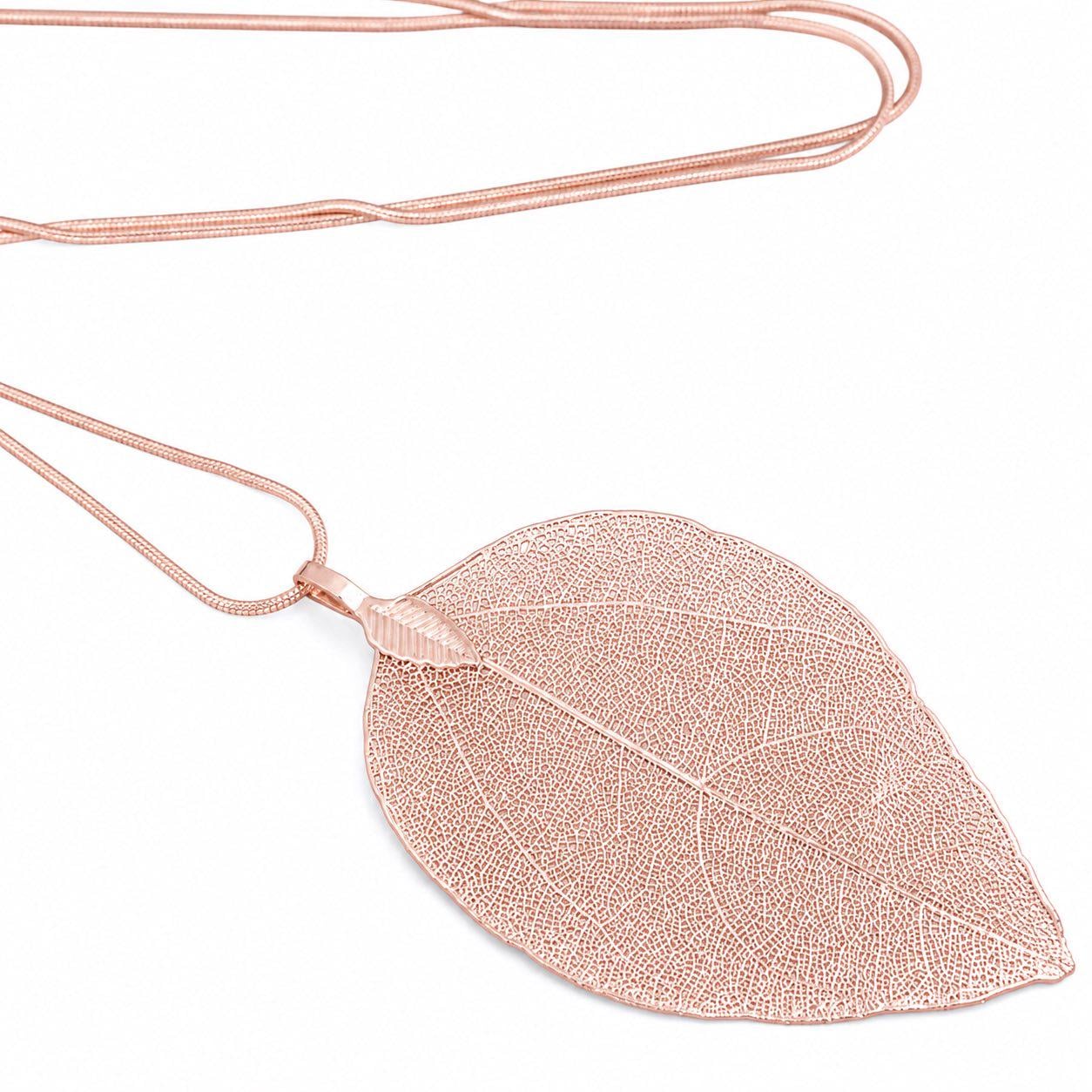 Підвіска Ажурний листок Golden leaf з ланцюжком Рожеве золото (810653412)