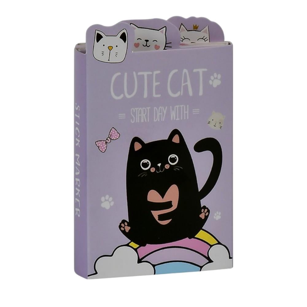 Блокнот складной Stenson Meow с рисунком кота со стикерами 38х9,5 см Фиолетовый (WW00617ST)