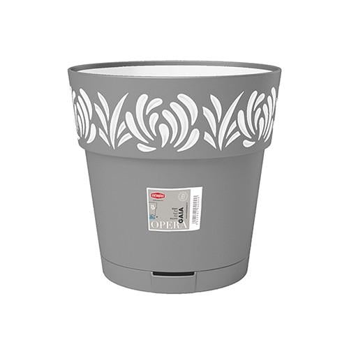 Вазон круглий з автополивом Stefanplast Opera Gaia 30х29 см Сірий/ Білий (88601)