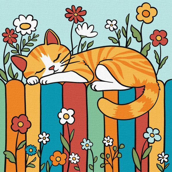 Картина за номерами Ideyka Котик на паркані 25x25 см (Id-KHO1232)