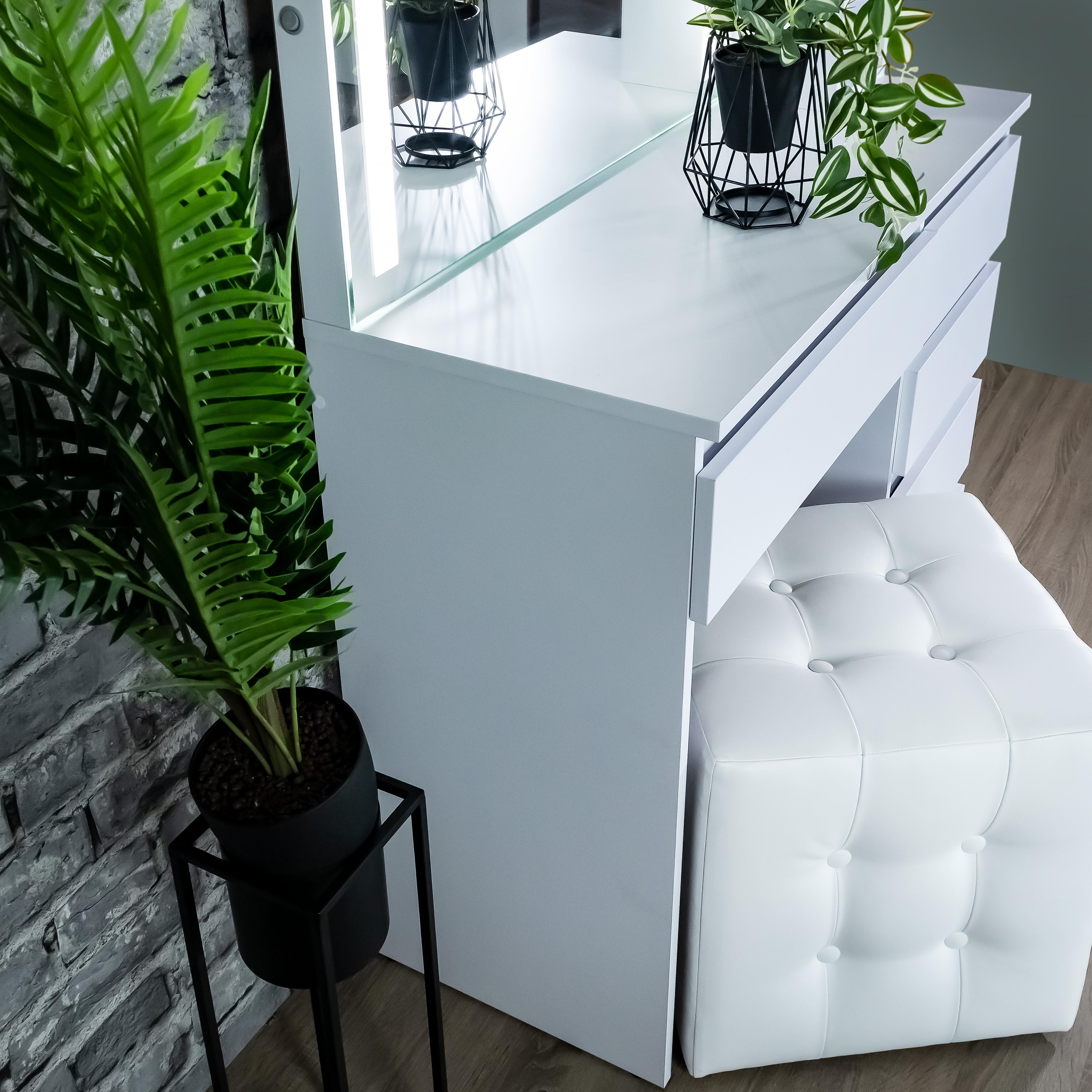 Стіл макіяжний з підсвіткою та полицями 160х100х40 см Білий (03/05/9) - фото 2 Стіл макіяжний з підсвіткою та полицями 160х100х40 см Білий (03/05/9) - фото 2