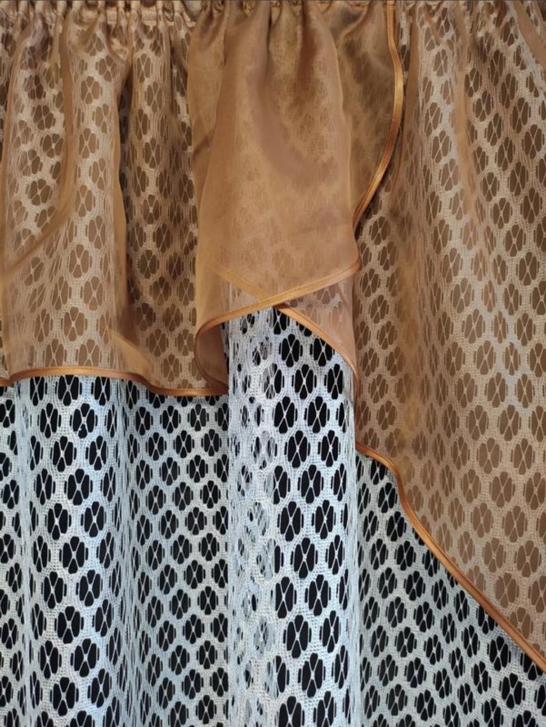 Занавеска сетка с шифоновым ламбрекеном на кухонное окно 290х160 см Коричневый с белым (ккор-11) - фото 2 Занавеска сетка с шифоновым ламбрекеном на кухонное окно 290х160 см Коричневый с белым (ккор-11) - фото 2