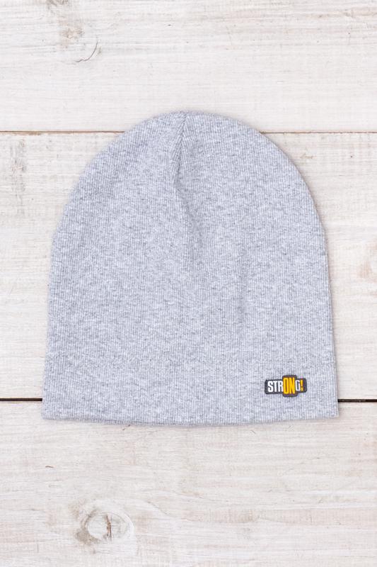 Шапка демісезонна однотонна для хлопчика з написом Носи Своє One size Сірий (14820-1)