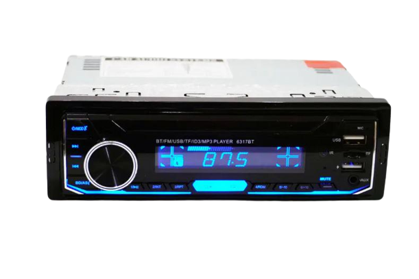 Автомагнитола 1DIN 6317BT Bluetooth USB/RGB подсветка/FM/AUX/пульт 4x50 Вт (17442)