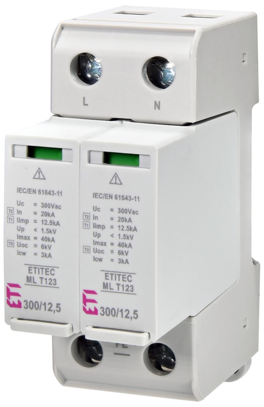 Ограничитель перенапряжения ETI ETITEC ML T123 300/12,5/1+0 1p TNC (2440661)