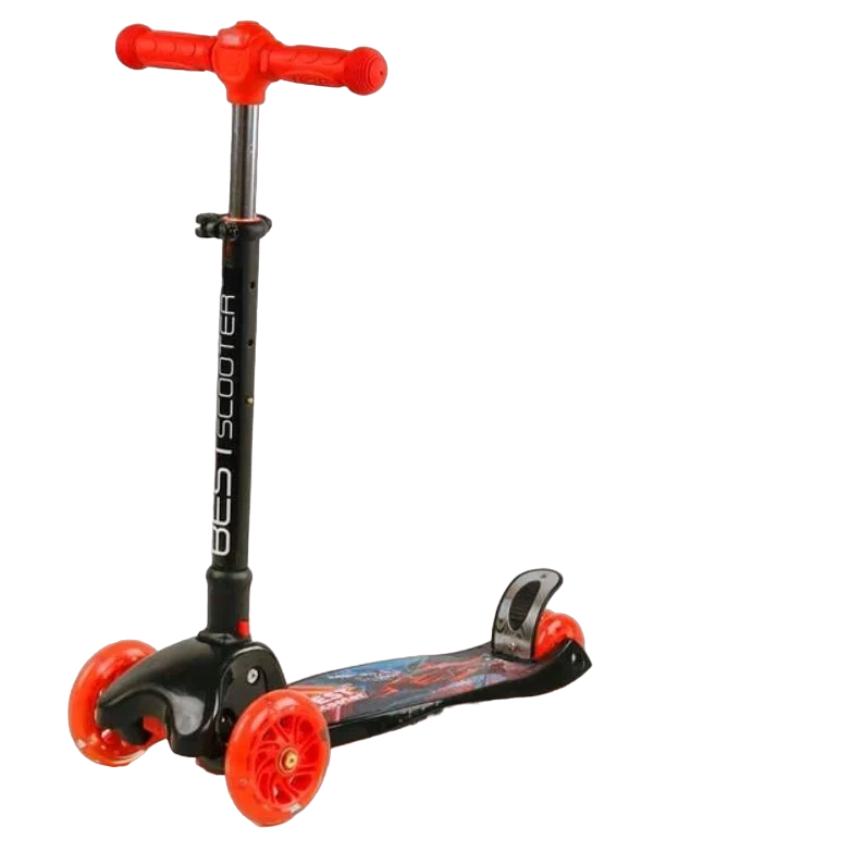 Самокат Best Scooter складной руль колеса светятся с фарой Черный с рисунком (L-9563)