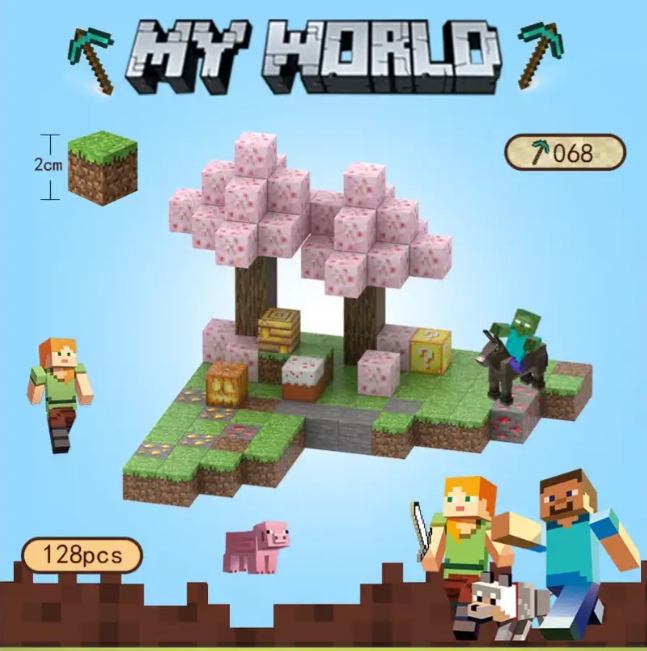 Конструктор магнитный майнкрафт Magnetic Cube вечеринка с сакурами 128 дет. (10376) - фото 4 Конструктор магнитный майнкрафт Magnetic Cube вечеринка с сакурами 128 дет. (10376) - фото 4