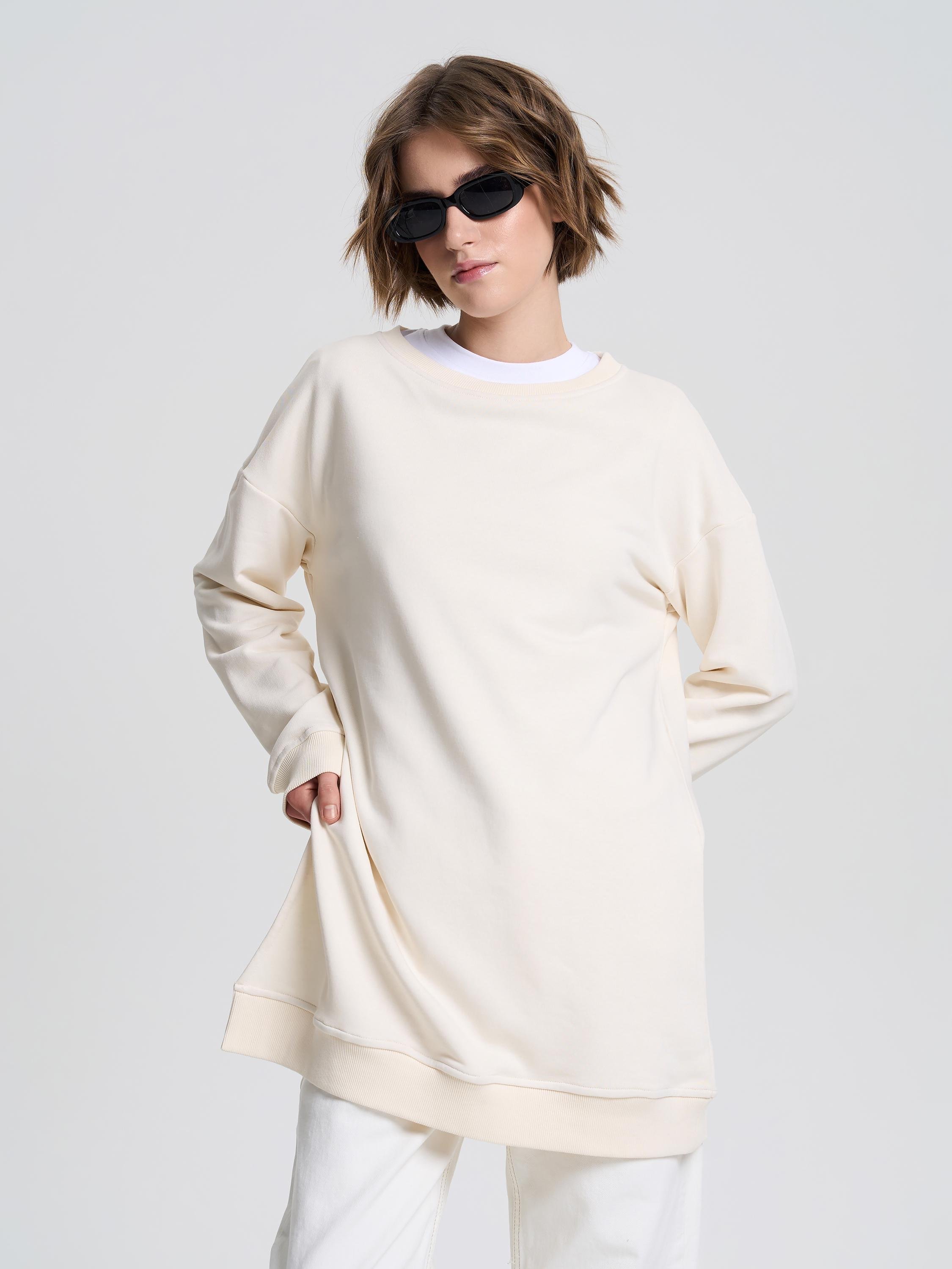 Свитшот-туника женский ROZA 240647 XL Светло-бежевый (4824005719264)