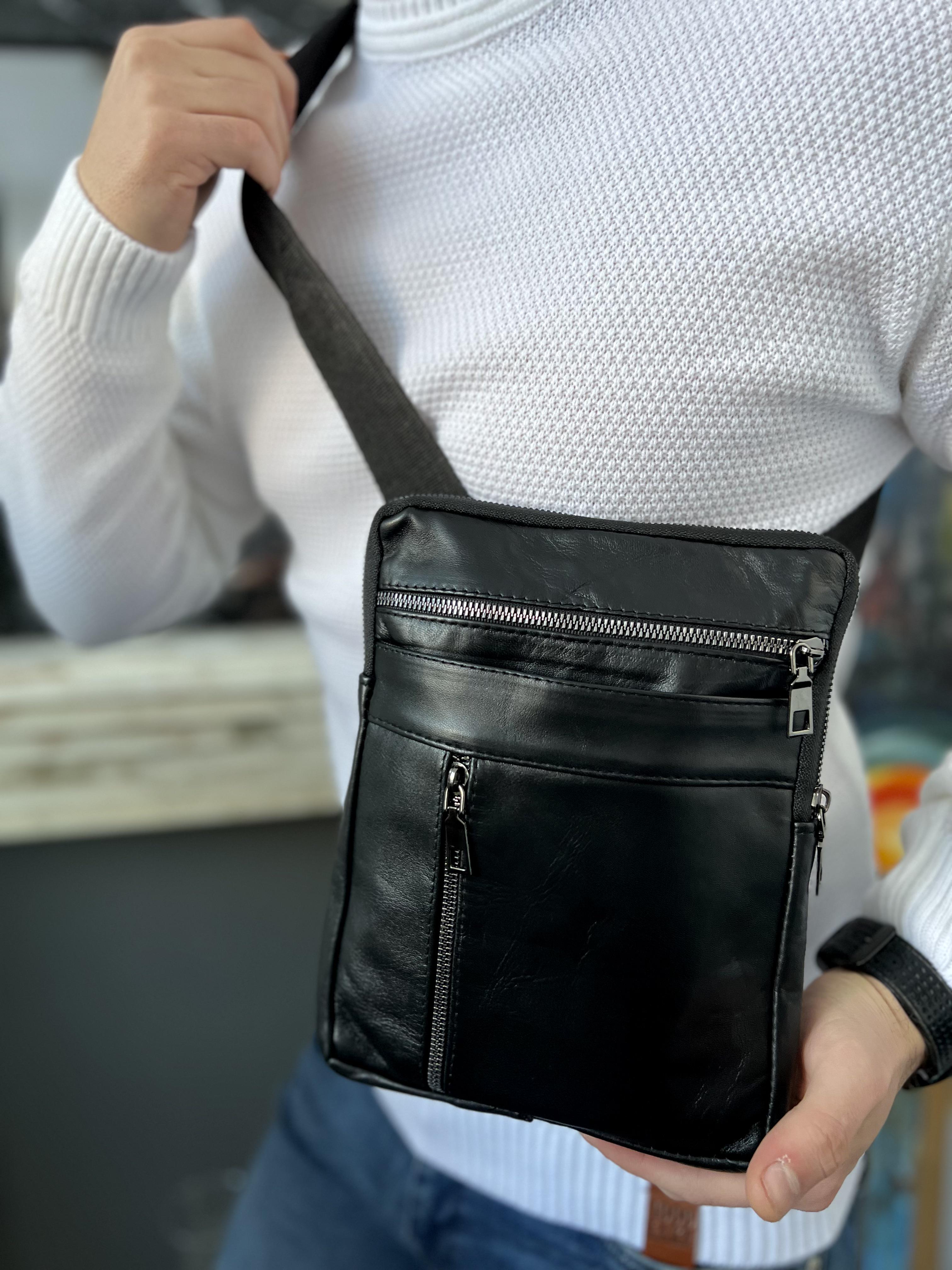 Мессенджер мужской кожаный Veratti Черный (9581836)