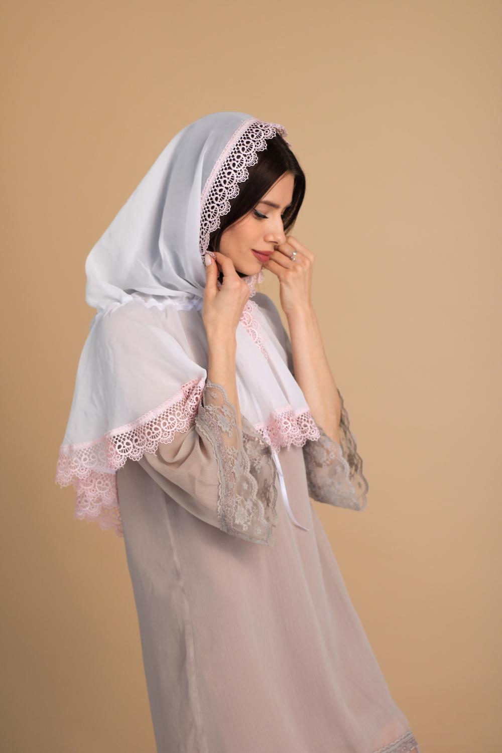 Палантин для храма на голову 80x120 см Белый (п026) - фото 7 Палантин для храма на голову 80x120 см Белый (п026) - фото 7