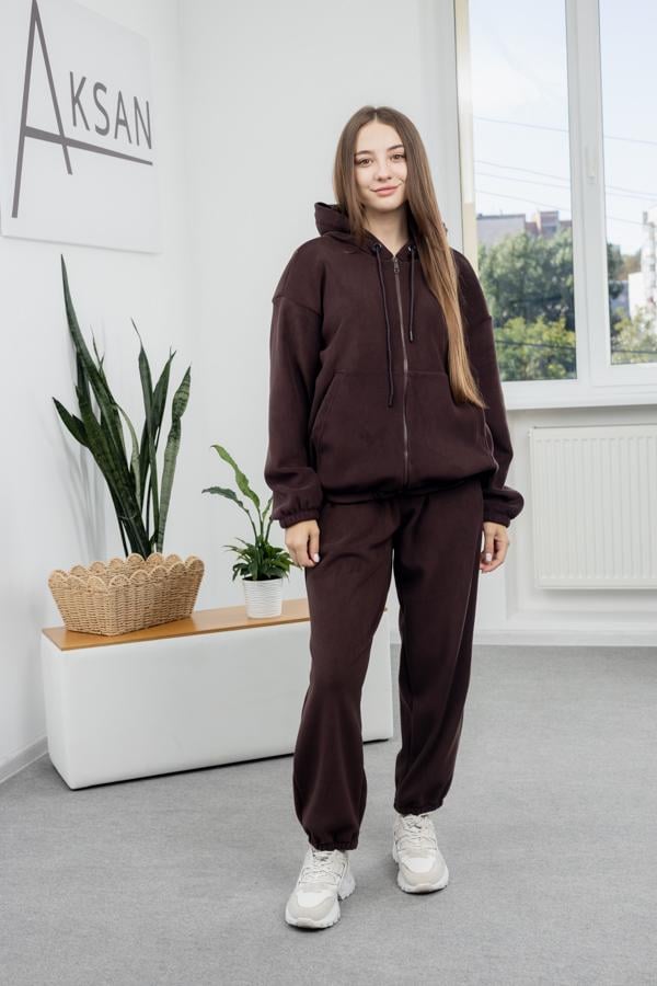 Спортивный костюм женский AKSAN зимний флисовый двойка XS Коричневый (25.2789_brown_40(XS))