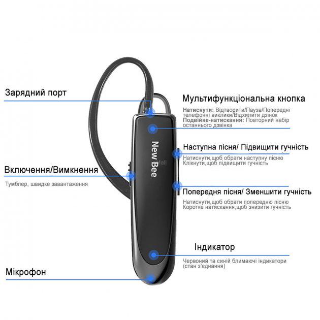 Гарнітура Bluetooth New Bee LC-B41 чорний (11253531) - фото 7