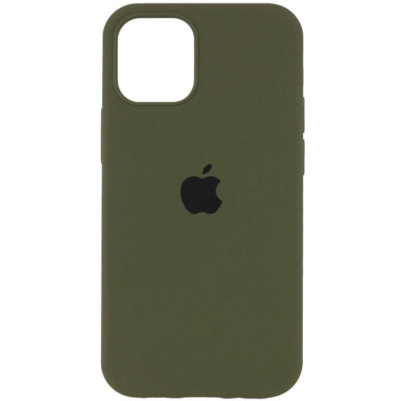 Противоударный чехол Silicone Case Full Protective (AA) для Apple iPhone 12 Pro / 12 (6.1") Зеленый / Dark Olive