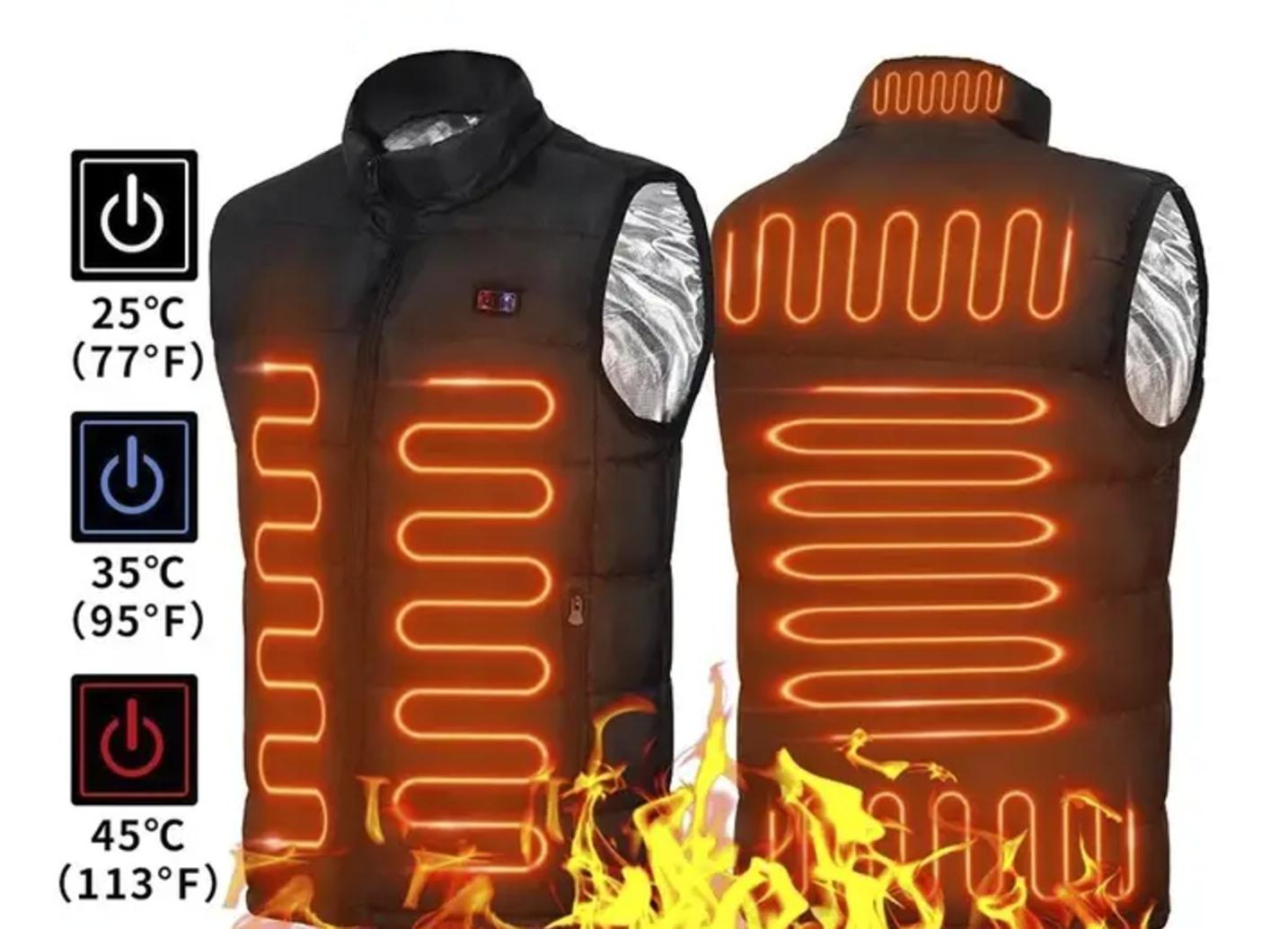 Жилетка-безрукавка чоловіча тепла з підігрівом від повербанка 3 режими 2XL Чорний - фото 4