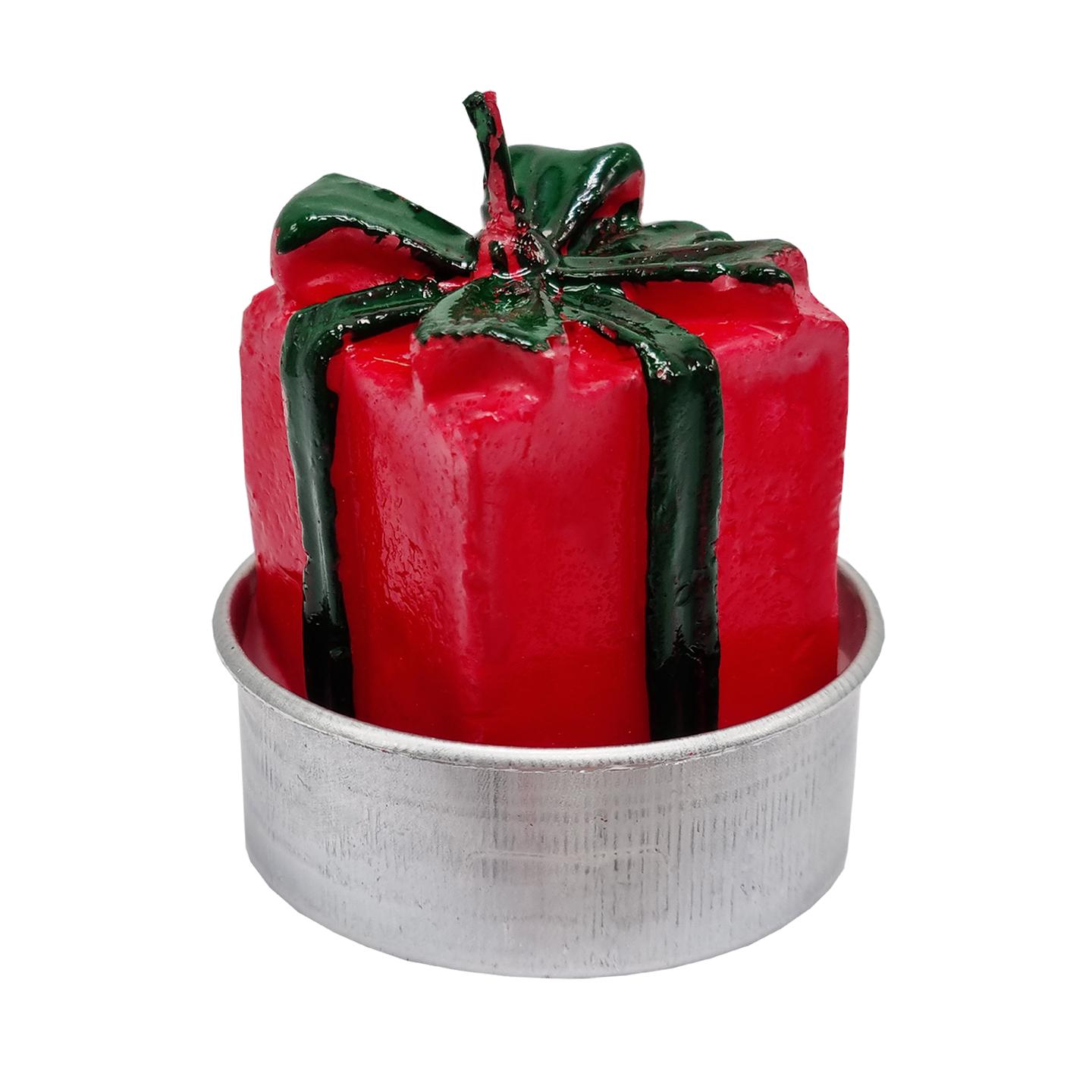 Свеча новогодняя подарок Bambi парафиновая с металлическим подсвечником 3,5 см (AS-111-S-23)