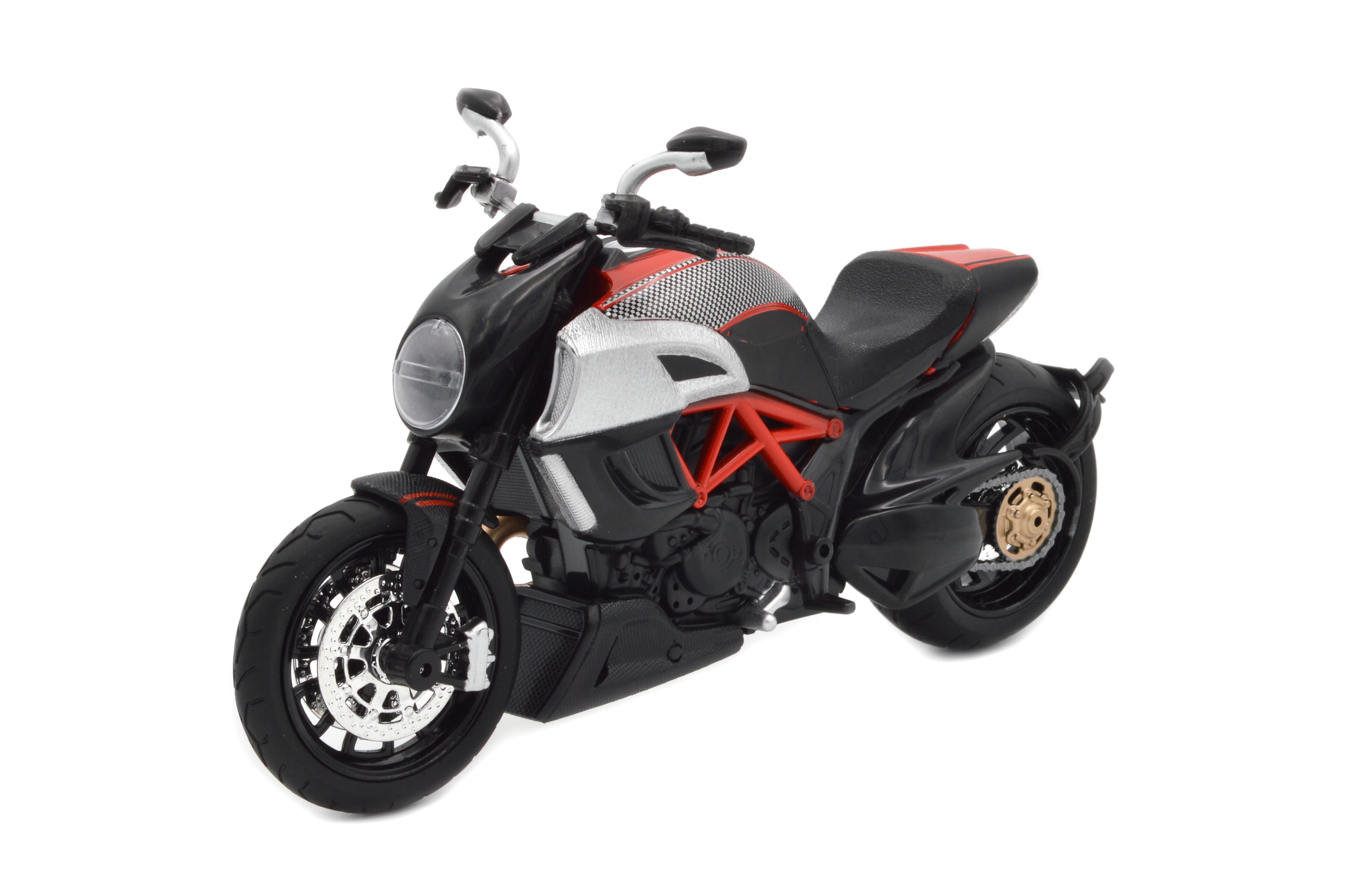 Іграшковий мотоцикл Ducati Diavel метал/пластик 1:12 звук/світло/амортизація (BG 11-214)