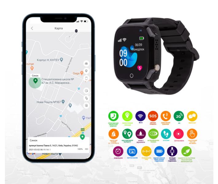 Смарт-часы детские AmiGo GO008 MILKY GPS WIFI Black - фото 4