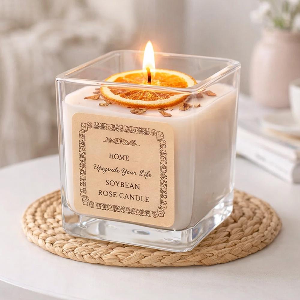 Аромасвеча в стеклянном стакане с крышкой Orange 360 г 7x7x7,5 см (37-116653)