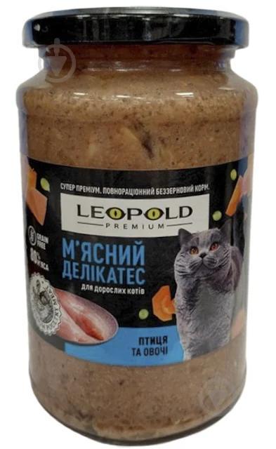 Корм вологий Леопольд Premium для дорослих котів беззерновий птиця з овочами 400 г