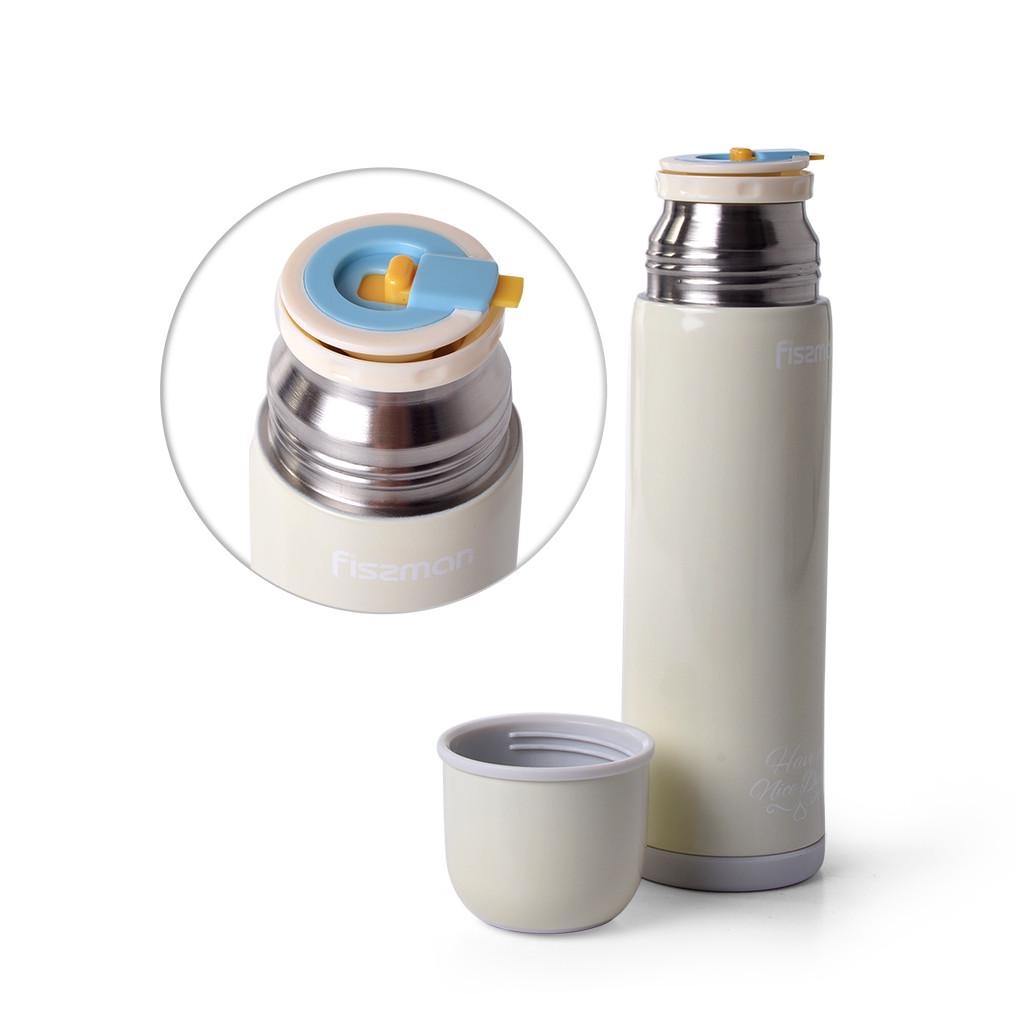 Термос питний дитячий Fissman 6,8x24 см 480 мл з нержавіючої сталі Бежевий (9658) - фото 2