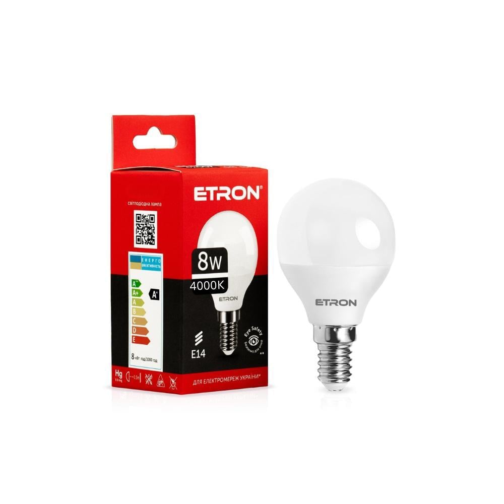 Лампа LED ETRON 8W G45 4000K E14 Light