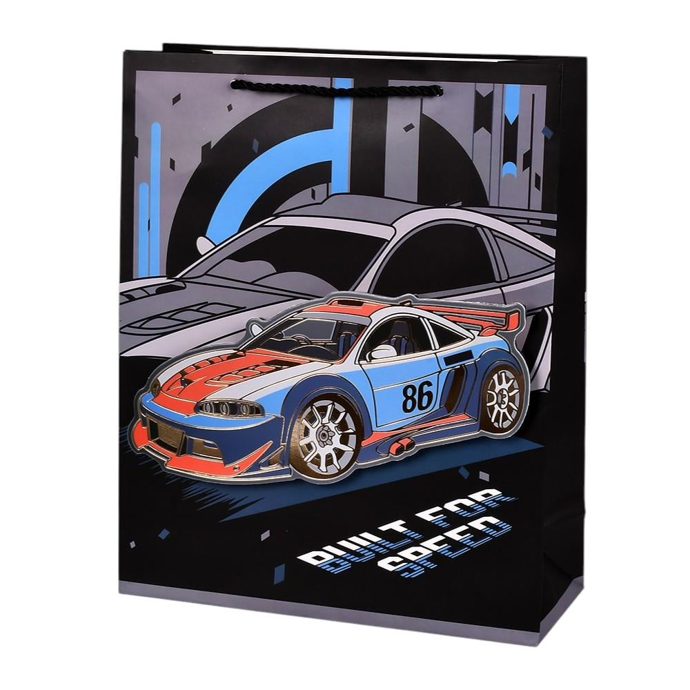 Подарочный пакет Speed 3D R98496-L 30х41,5х12 см Черный/Серый/Голубой (4803f4d0)