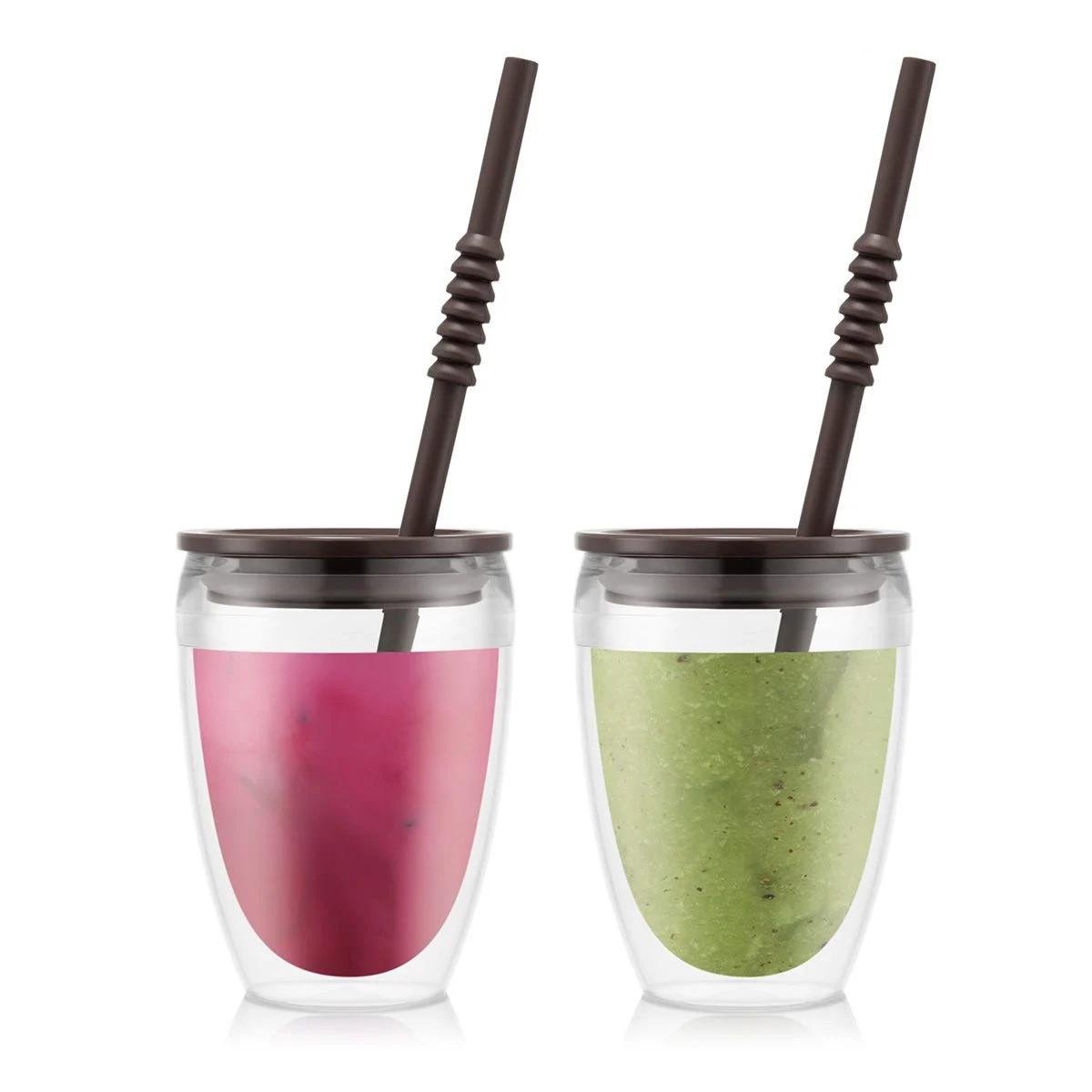 Склянка Pavina Bodum з подвійними стінками з кришкою та трубочкою 300 мл (К11849-451SA-451-1)