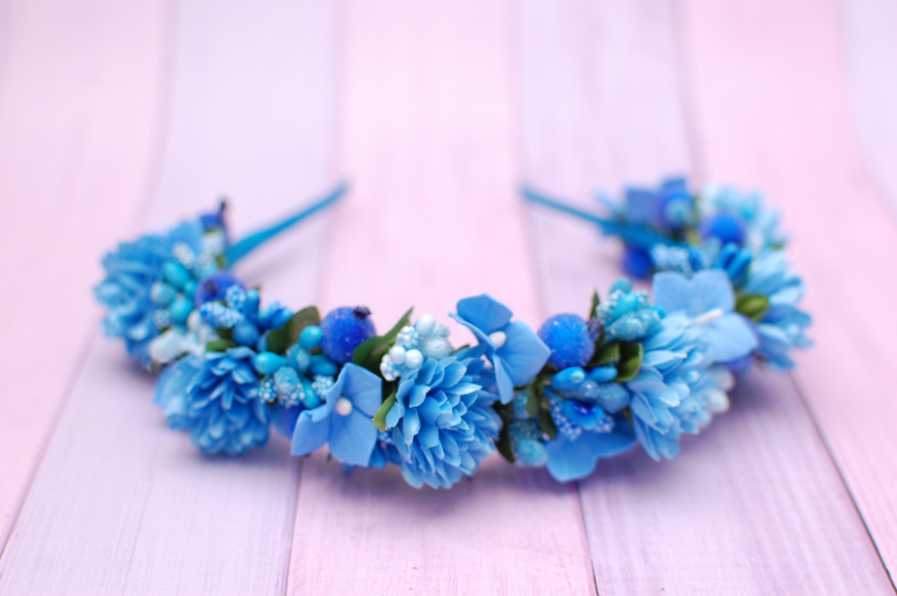 Обруч для волос под вышиванку Голубовато-синий (553 об)