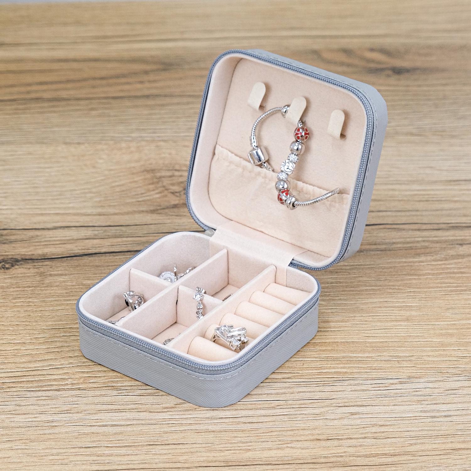 Скринька для прикрас Гранд Презент дорожня 10х10х5 см Сірий (JZ-019-5)