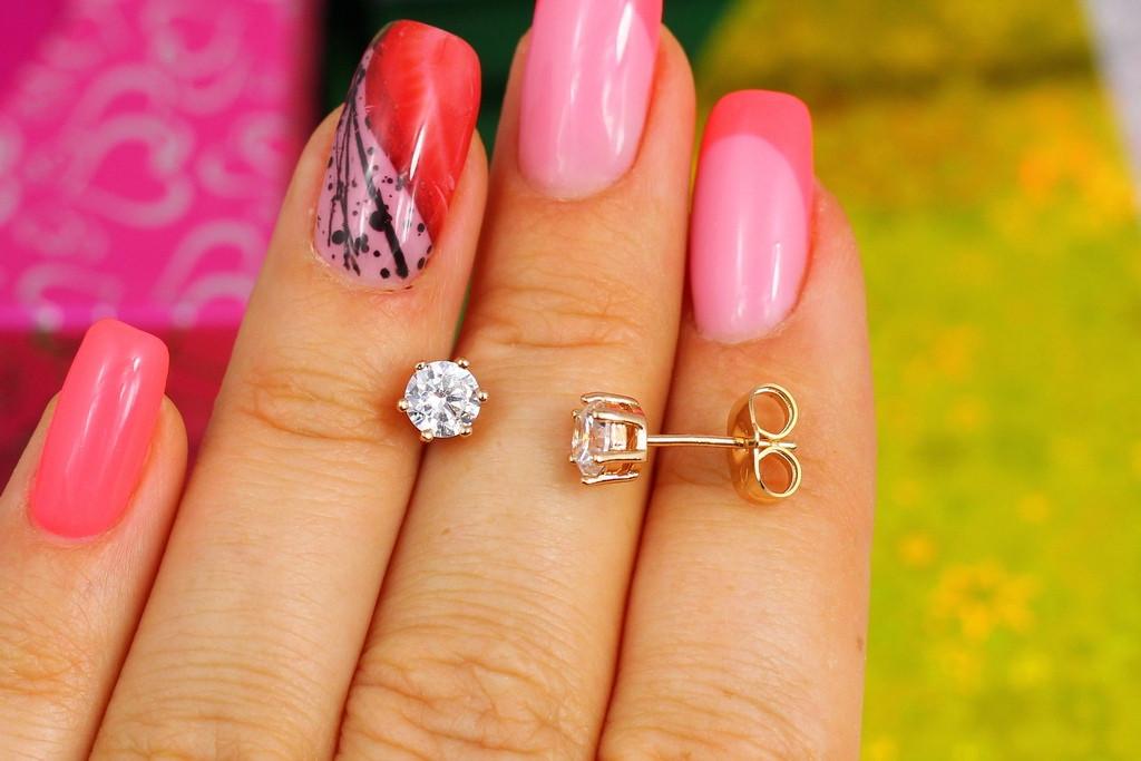 Серьги гвоздики Xuping Jewelry с камнем  5 мм Золотистый