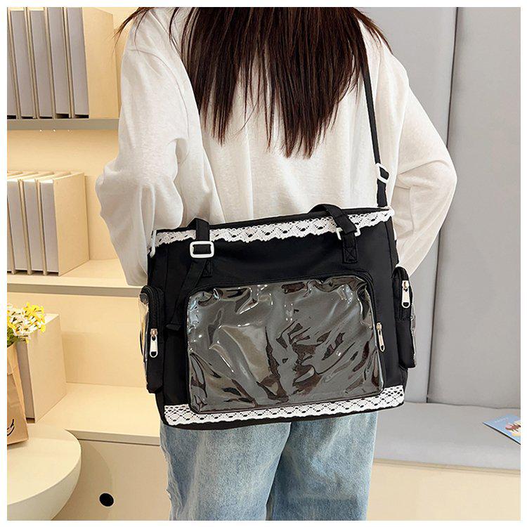 Сумка с прозрачными карманами подростковая Черный (32161425)