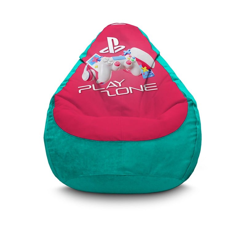 Кресло мешок iPuff PlayStation Play zone Pink Флок XXL 90х125 см Бирюзовый