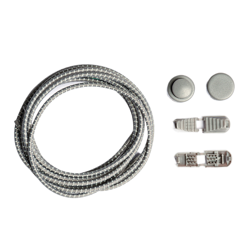 Шнурки рефлективные с фиксатором и отражающими вставками для кроссовок 120 см Серый (U9186)