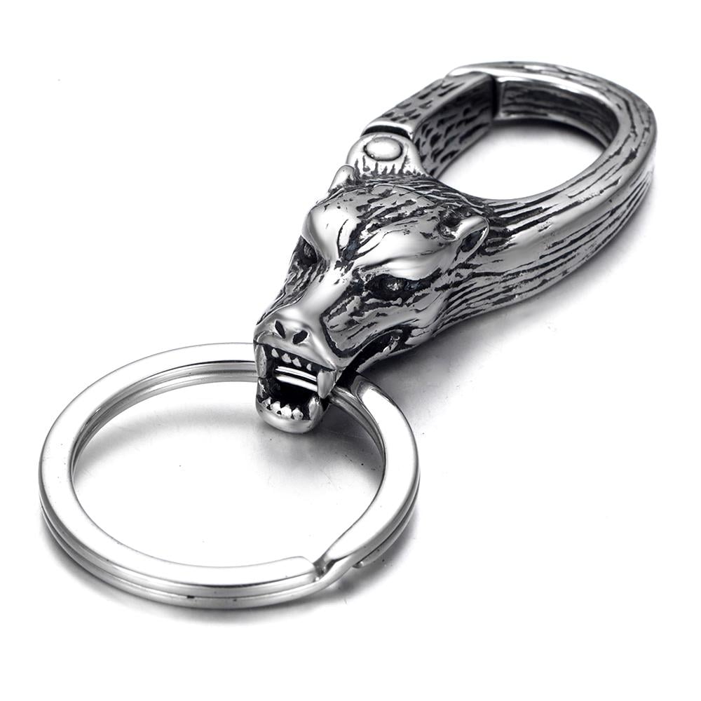 Брелок для ключей готический Волк из нержавеющей стали (KC-013)
