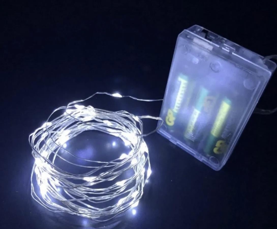 Гирлянда на батарейках 100 Led 10 м холодный Белый (002)