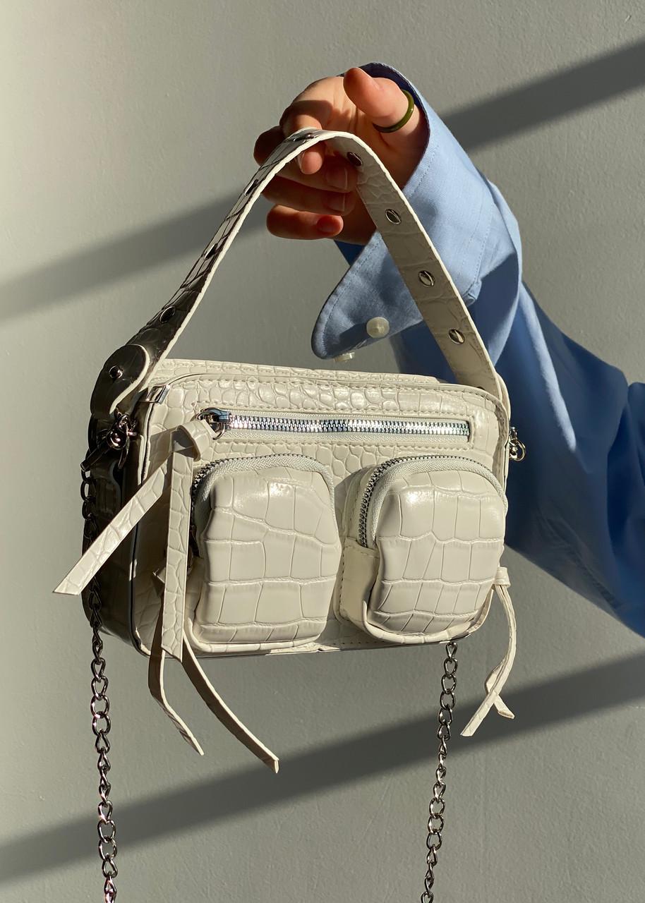 Жіноча сумка T-295 крос-боді рептилія Білий (18242956)