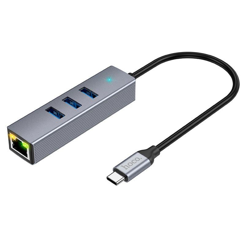 USB-хаб Easy link Type-C Gigabit Network HB34 Grey (12058967) - фото 2