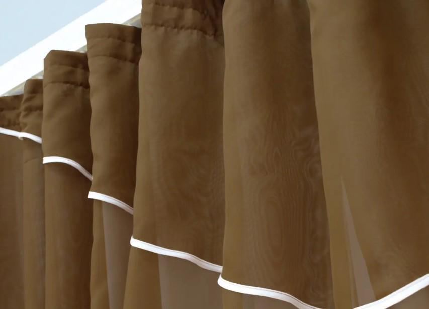 Комплект штор на кухню тюль/ламбрекен 280х170 см Коричневый/Белый (064к 52-1032) - фото 2 Комплект штор на кухню тюль/ламбрекен 280х170 см Коричневый/Белый (064к 52-1032) - фото 2