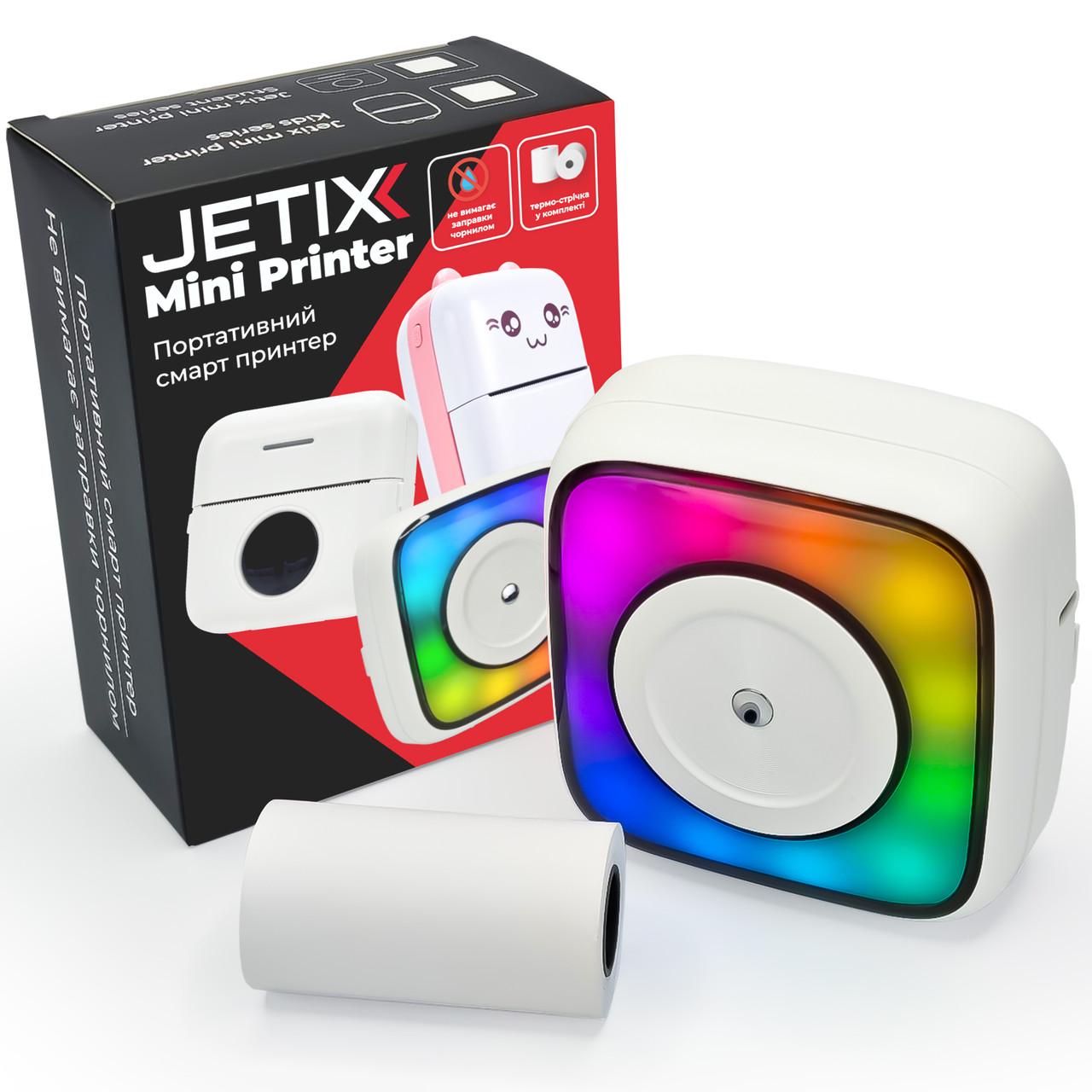 Принтер термальный JETIX Mini Printer Student 2 портативный с Bluetooth и ночником для термопечати без чернил (27284162)
