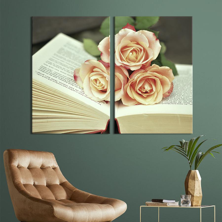Картина на холсте Розы на книге 71x51 см (946-2)