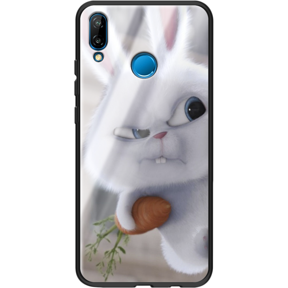 Чохол Boxface Huawei P20 Lite Rabbit Snowball Чорний силікон зі склом (33127-up1116-37726)